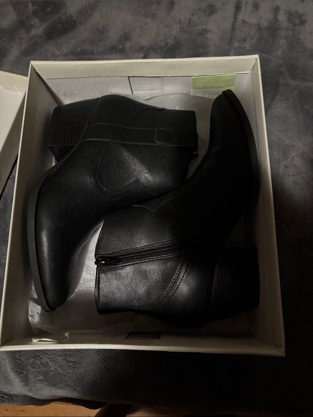 Style & Co. Black Faux-Leather Ankle Booties with Side Zip